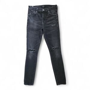 Citizens Of Humanity Rocket High Rise Skinny Jeans Distressed Darkness Size 28